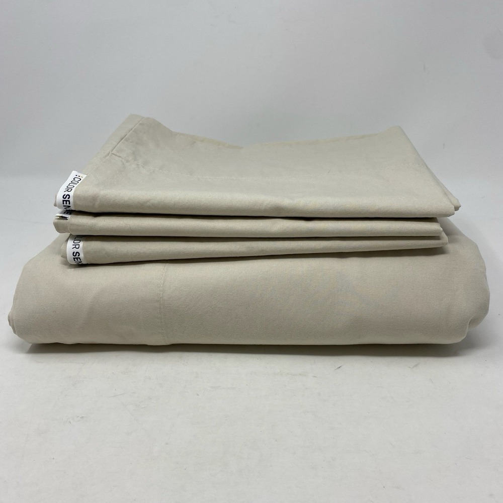 Color Sense Sheet SET 3 Standard Pillowcases 1 Queen Flat Sheet Sateen Hygge
